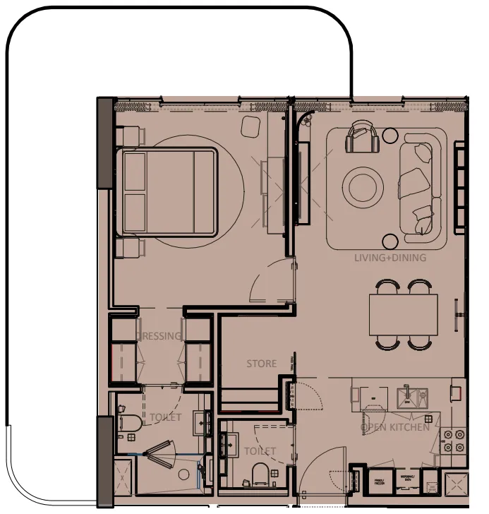 1 bedroom layout