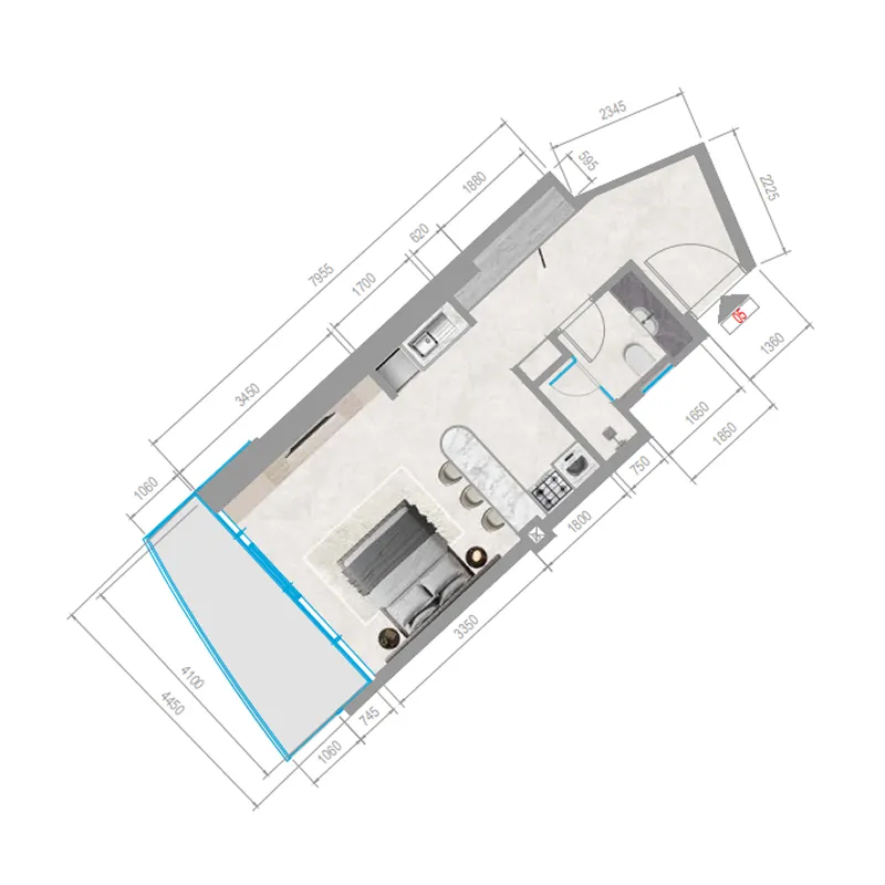 0 bedroom layout