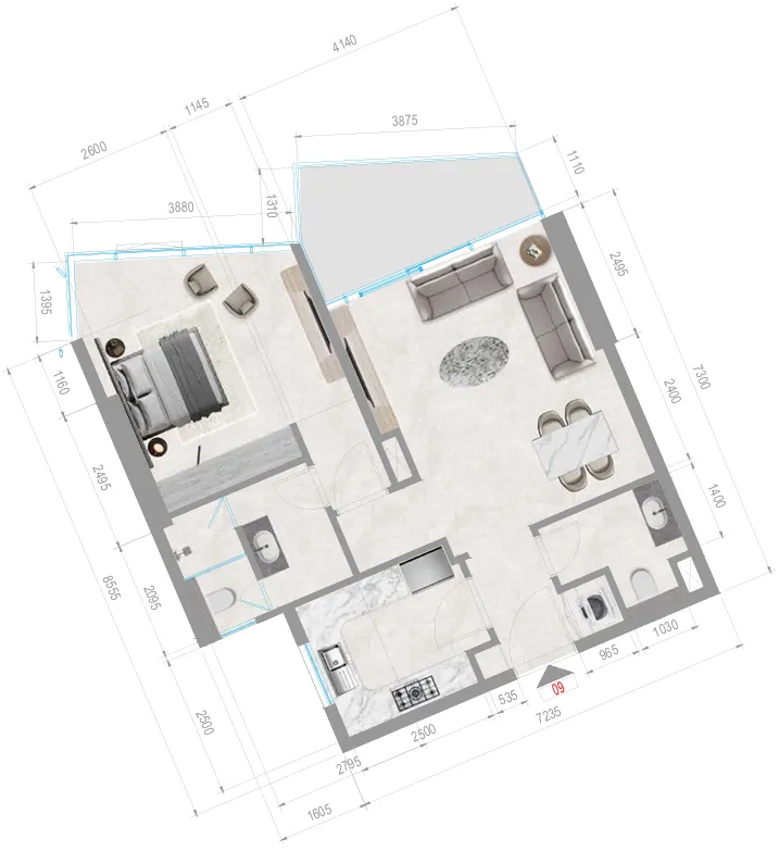 1 bedroom layout