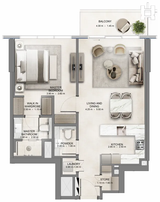 1 bedroom layout