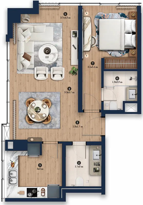 1 bedroom layout