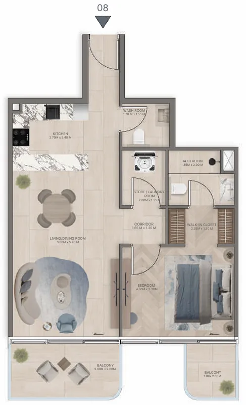 1 bedroom layout