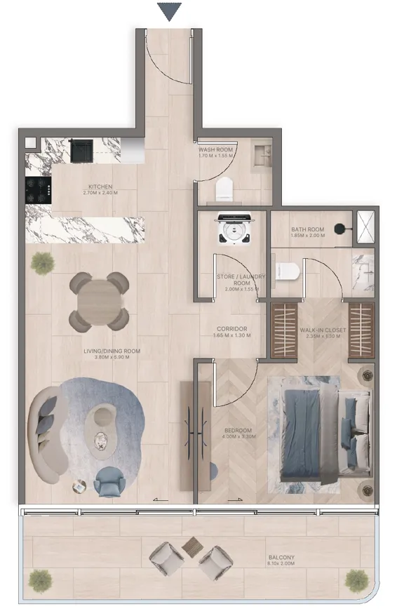 1 bedroom layout