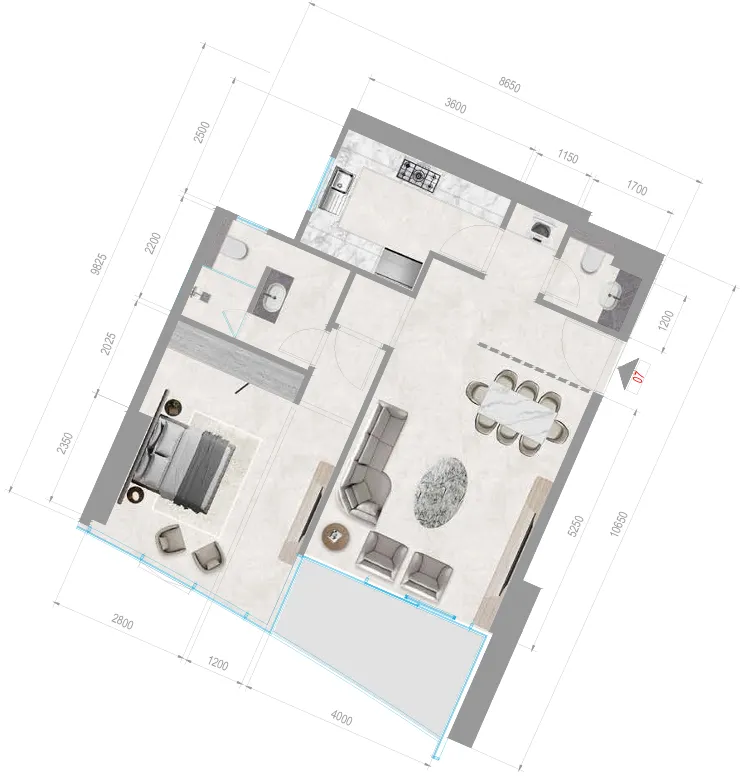 1 bedroom layout
