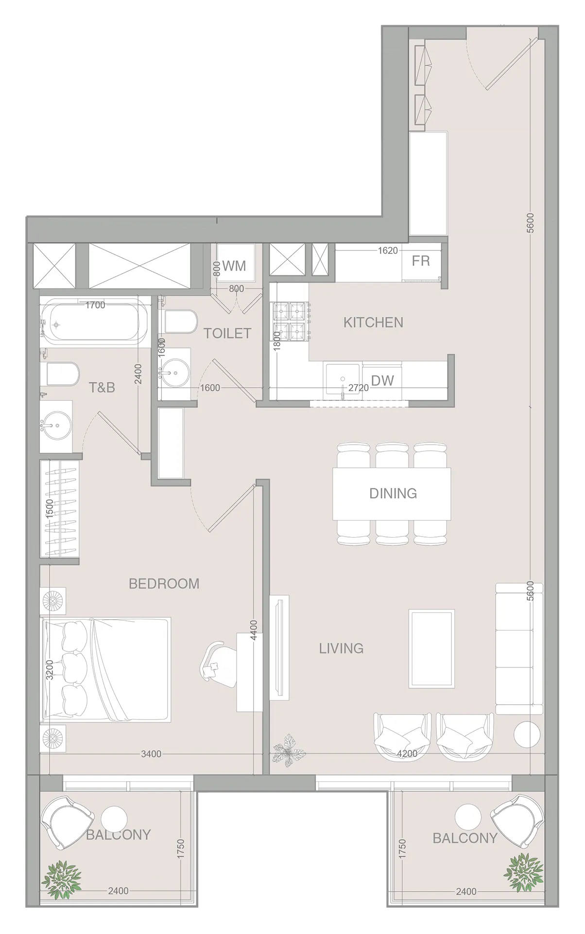 1 bedroom layout