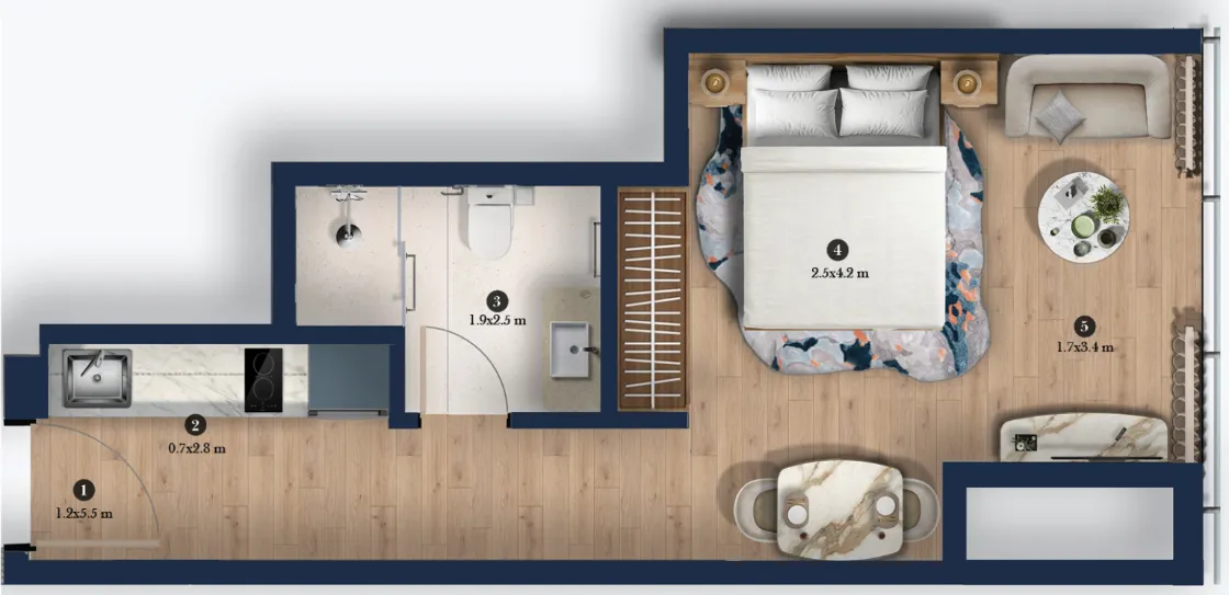 0 bedroom layout