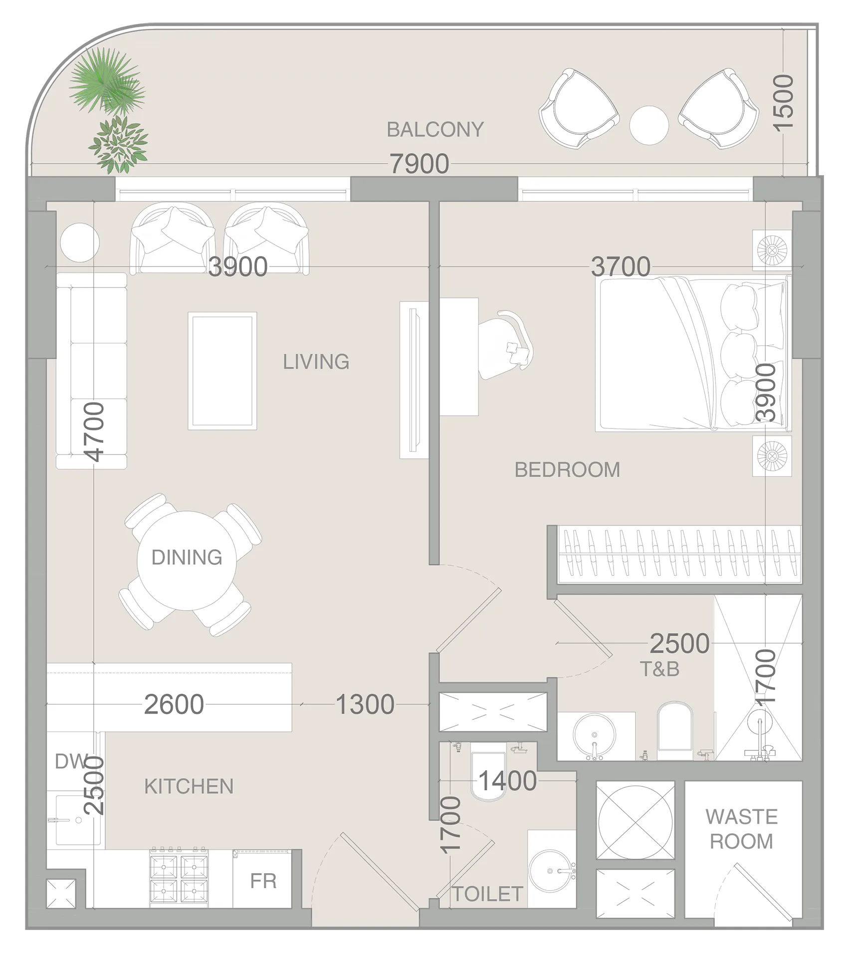 1 bedroom layout