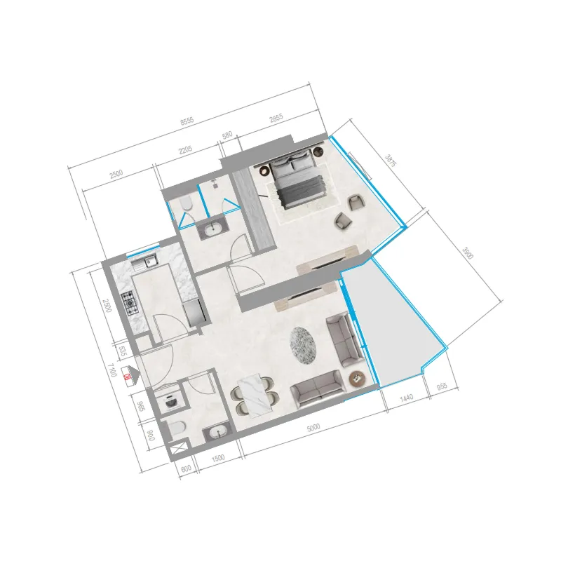 1 bedroom layout