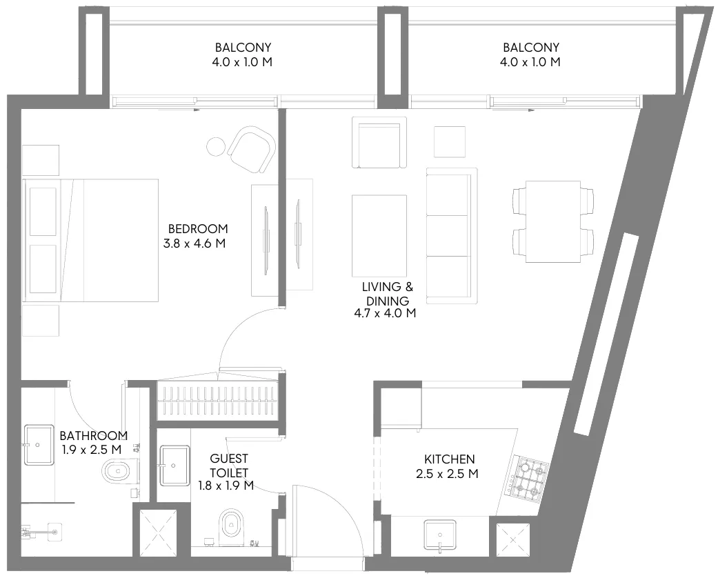 1 bedroom layout