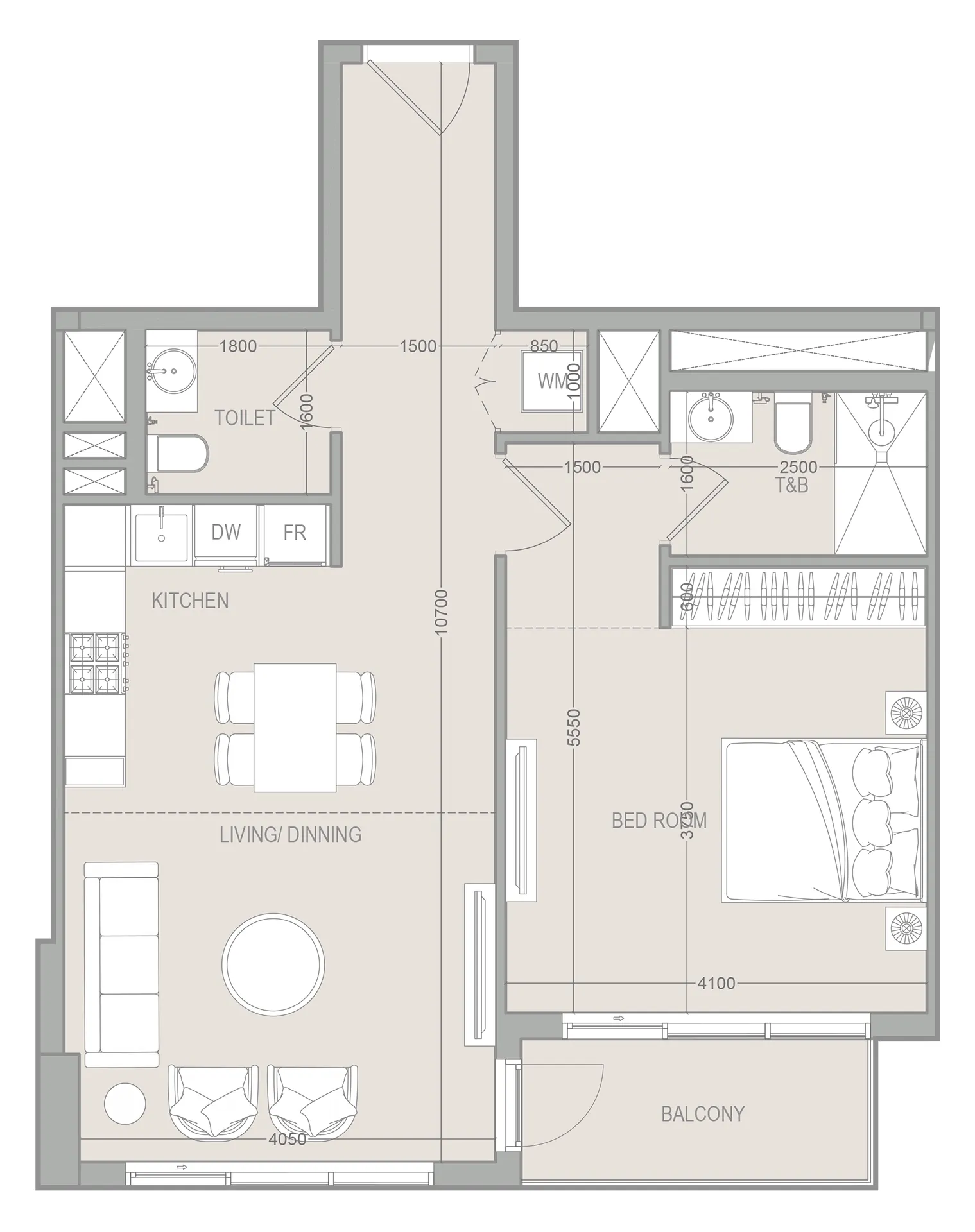 1 bedroom layout
