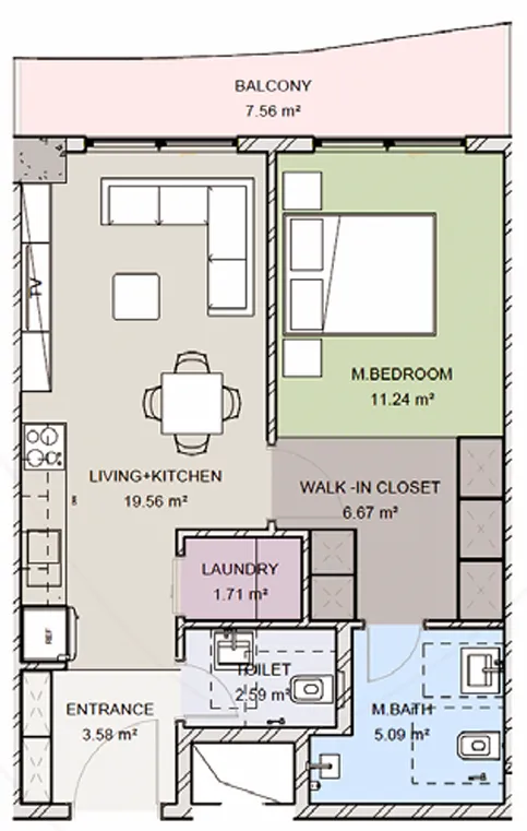 1 bedroom layout