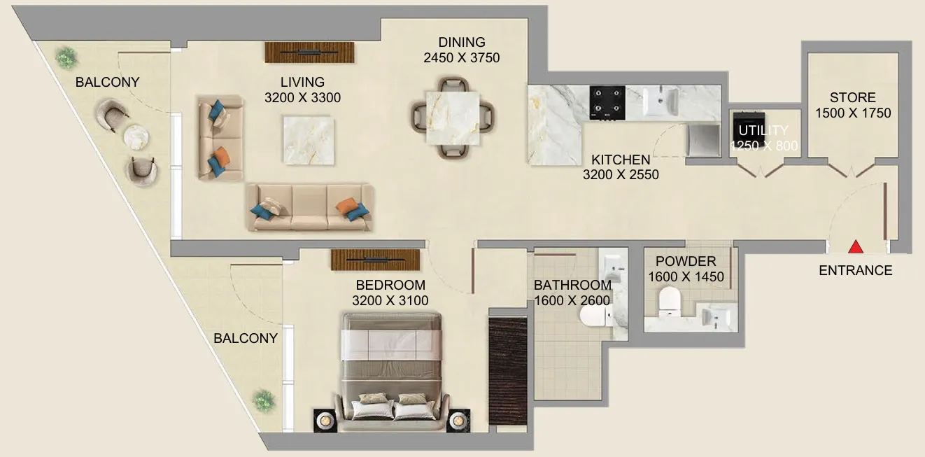 1 bedroom layout