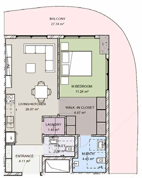 1 bedroom layout