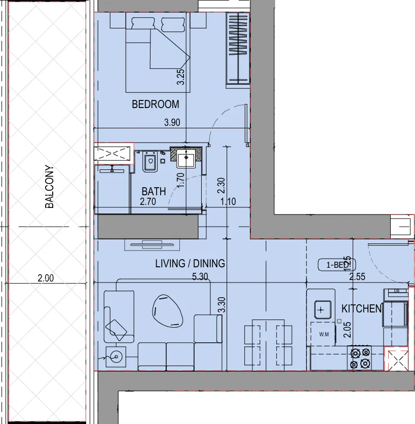 1 bedroom layout