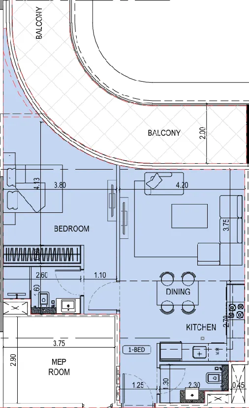 1 bedroom layout