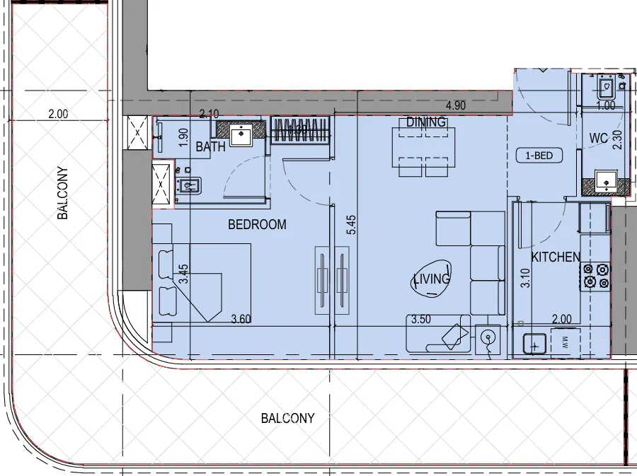 1 bedroom layout