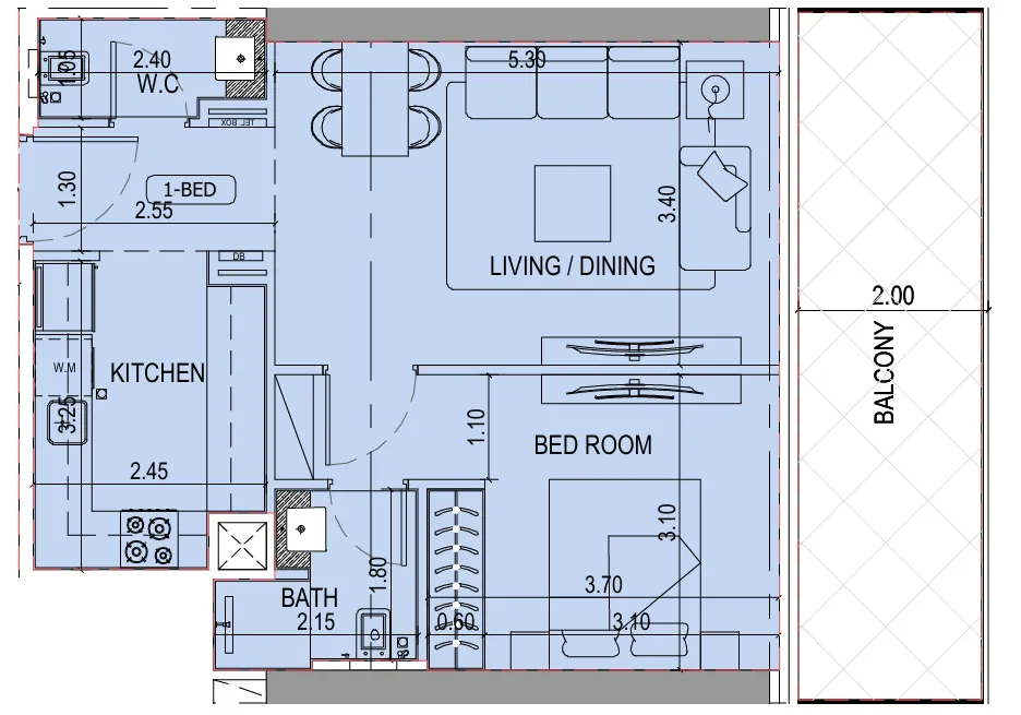 1 bedroom layout
