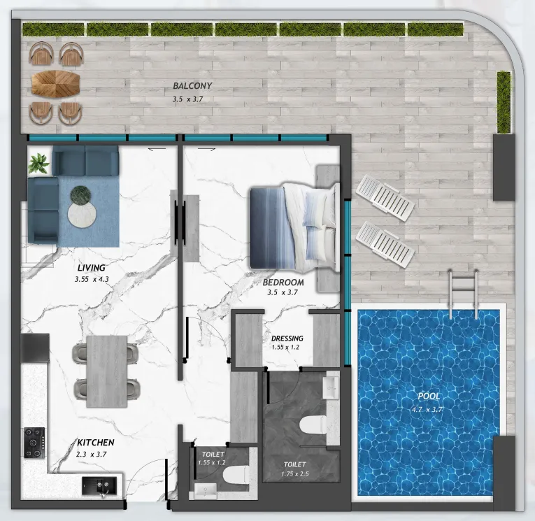 1 bedroom layout