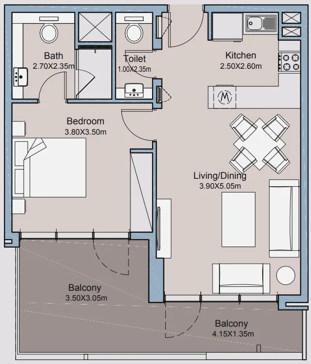 1 bedroom layout