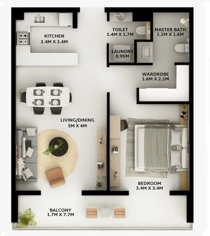 1 bedroom layout