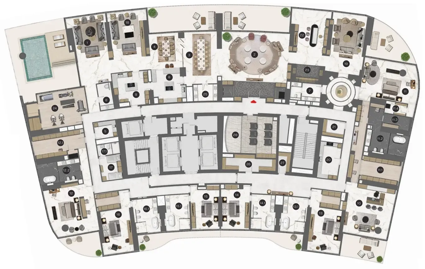 6 bedroom layout
