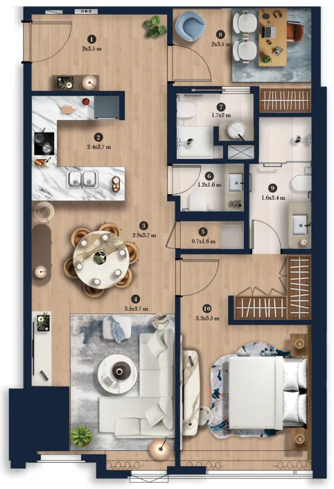 1 bedroom layout