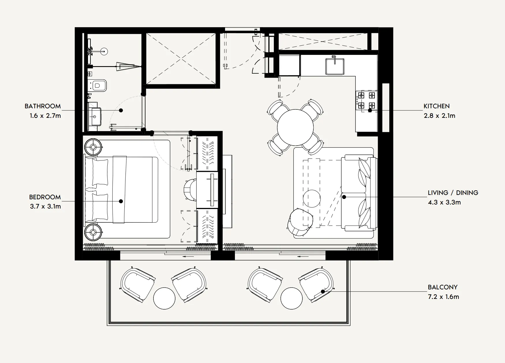1 bedroom layout