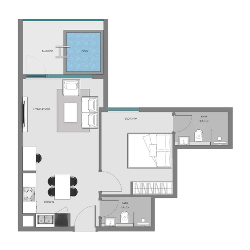 1 bedroom layout