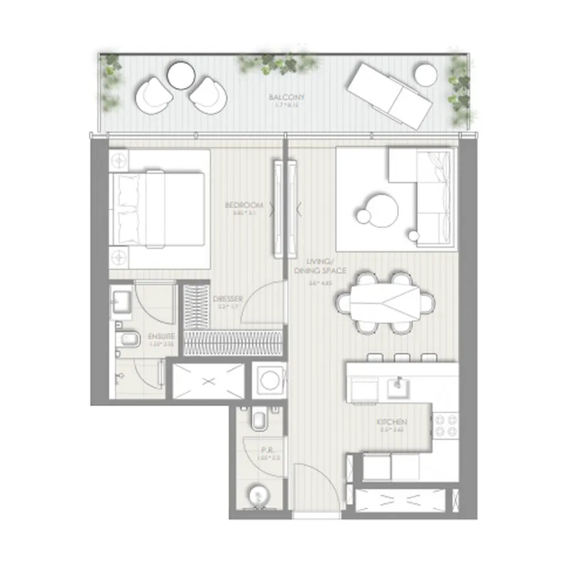 1 bedroom layout
