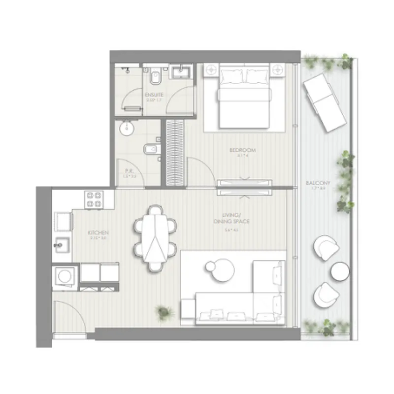 1 bedroom layout