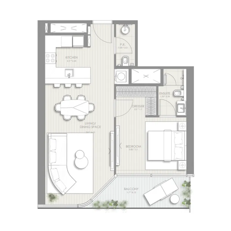 1 bedroom layout
