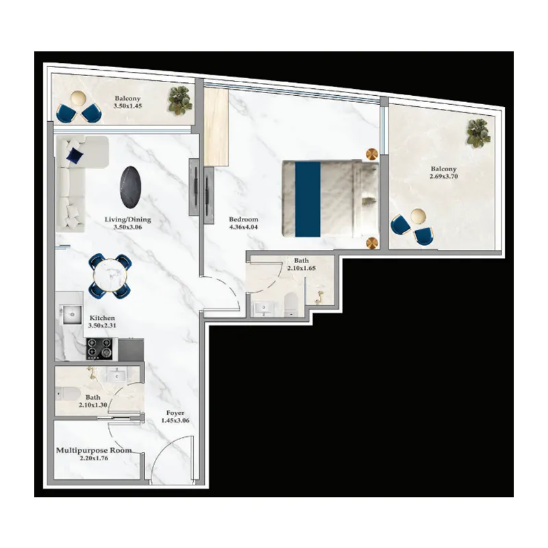 1 bedroom layout