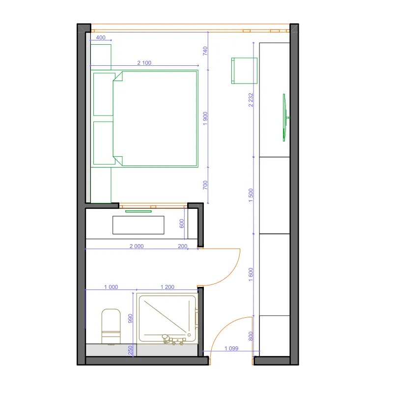1 bedroom layout