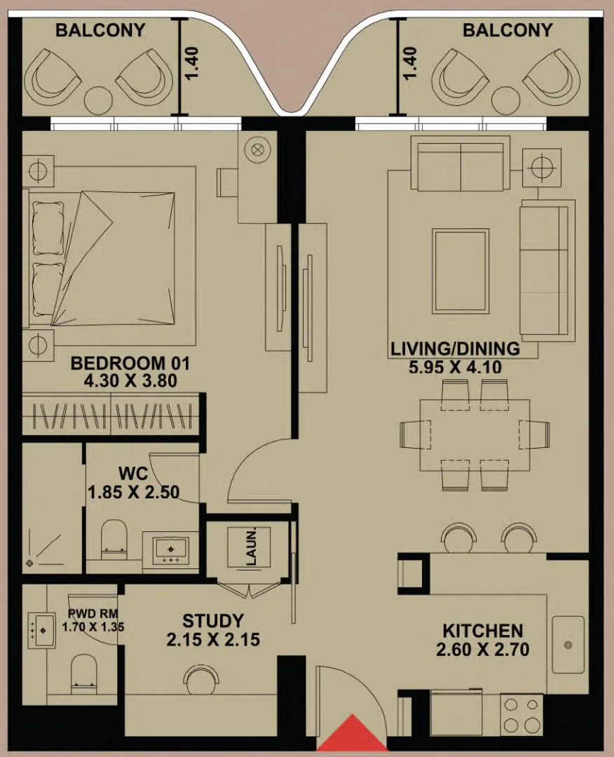 1 bedroom layout