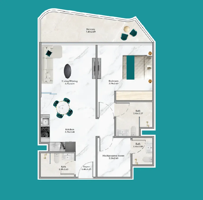 1 bedroom layout