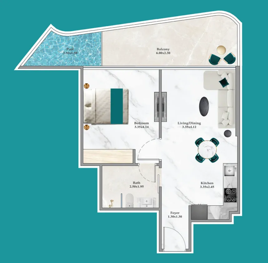 1 bedroom layout