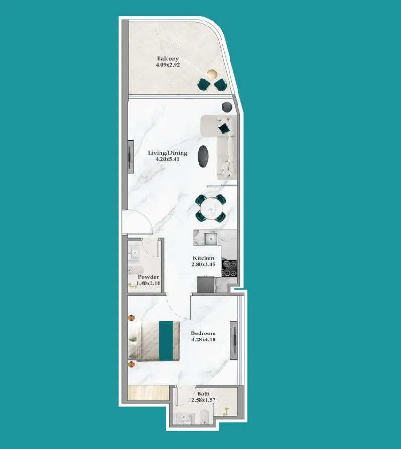1 bedroom layout