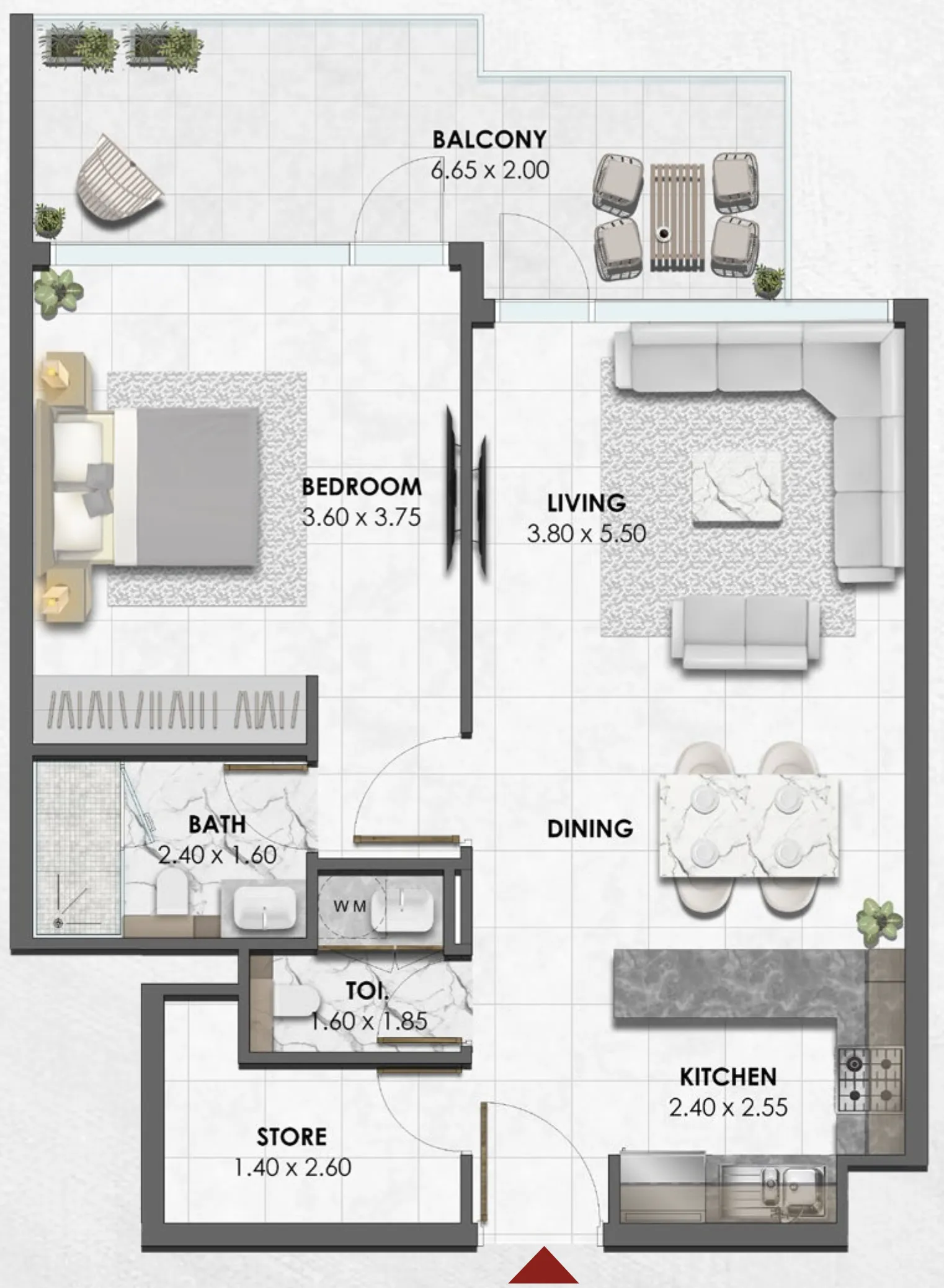 1 bedroom layout