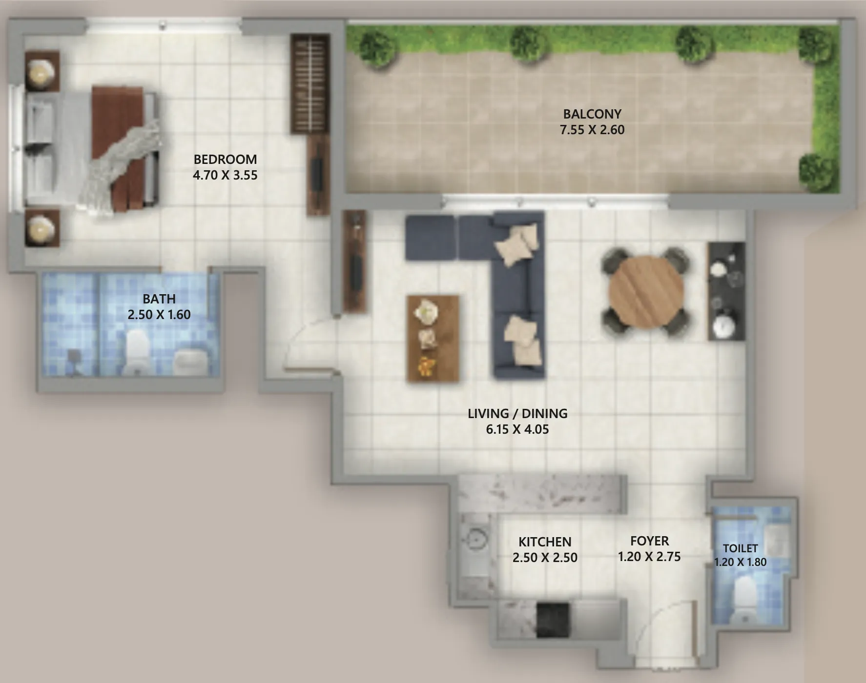 1 bedroom layout