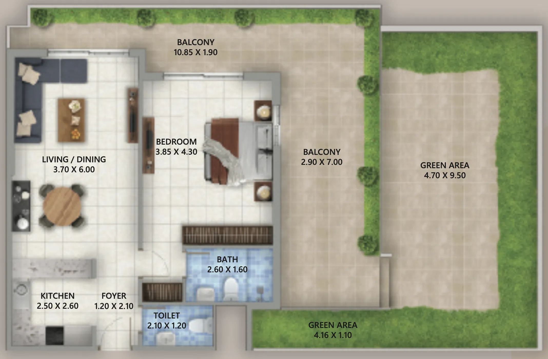 1 bedroom layout
