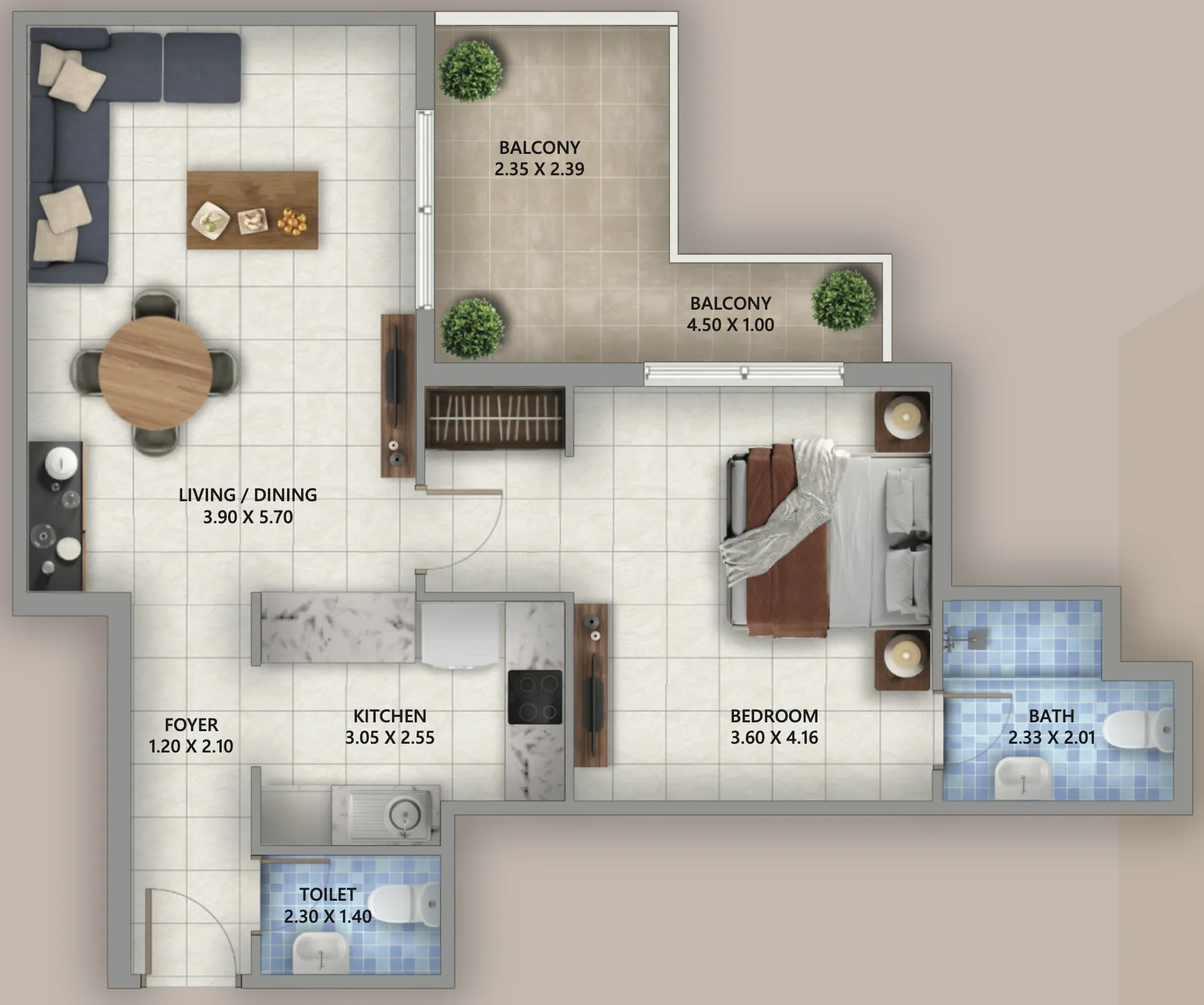 1 bedroom layout