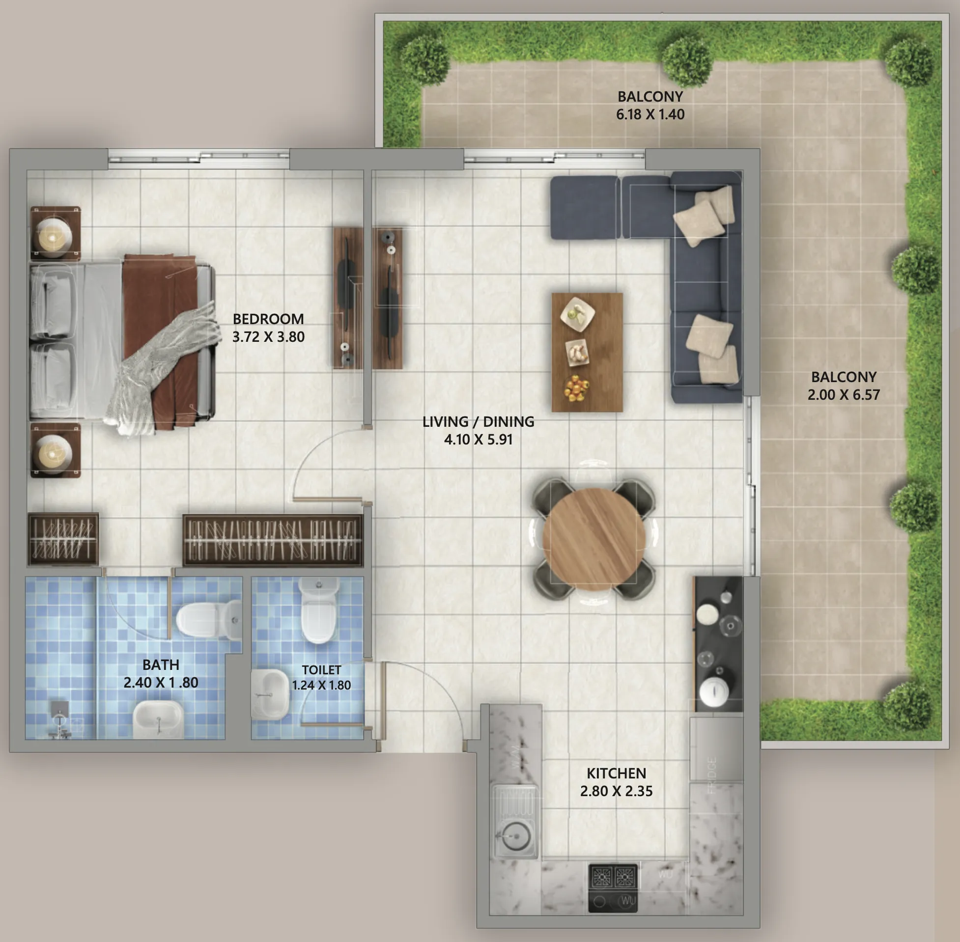 1 bedroom layout