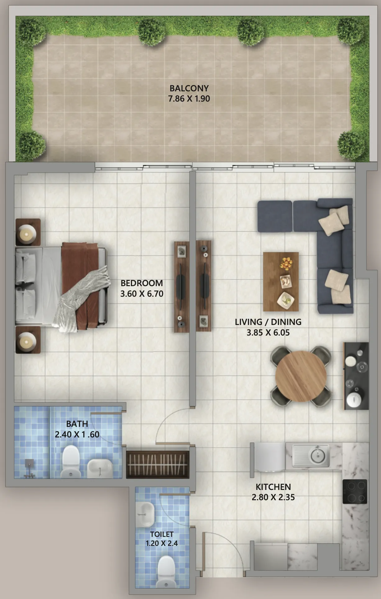 1 bedroom layout