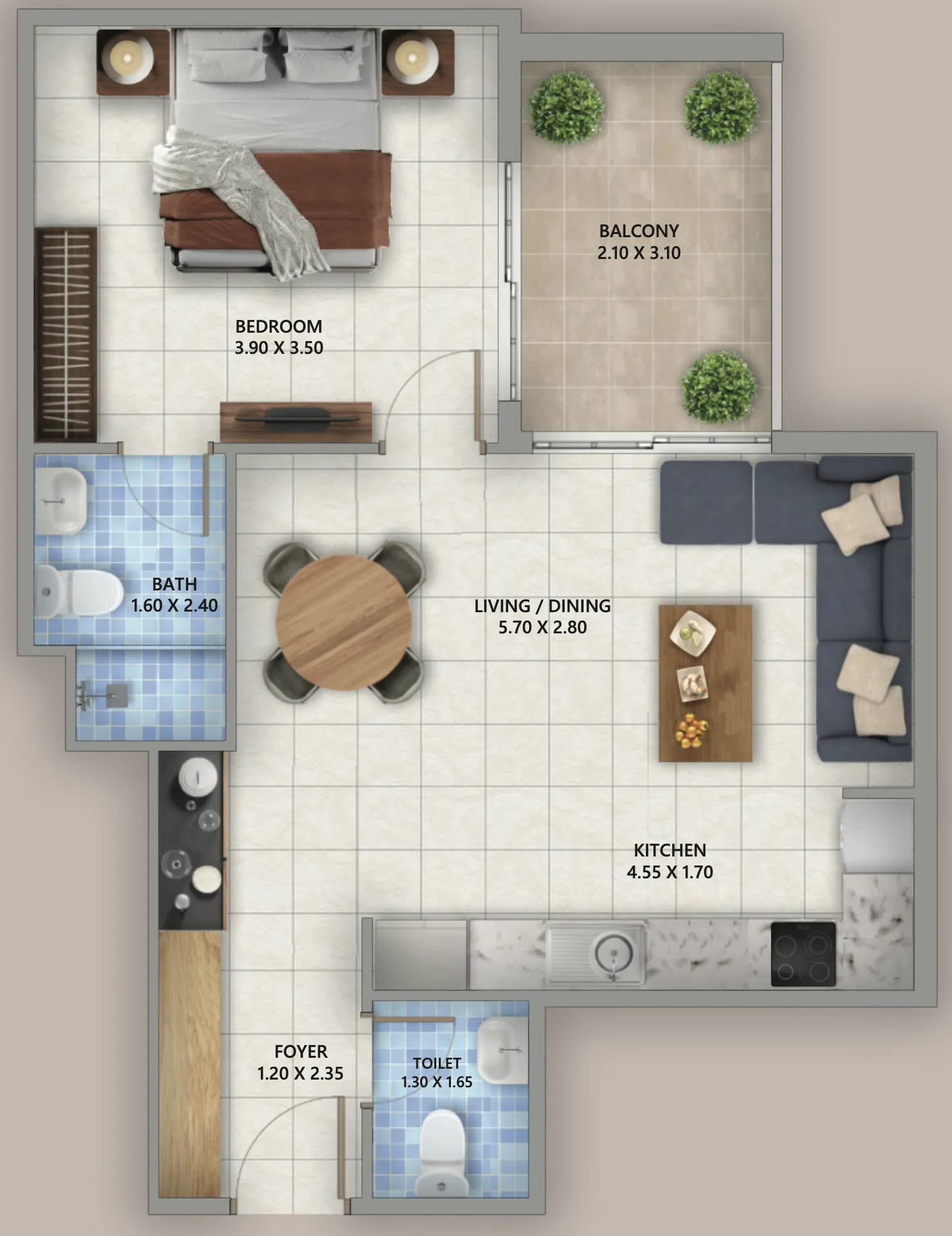 1 bedroom layout