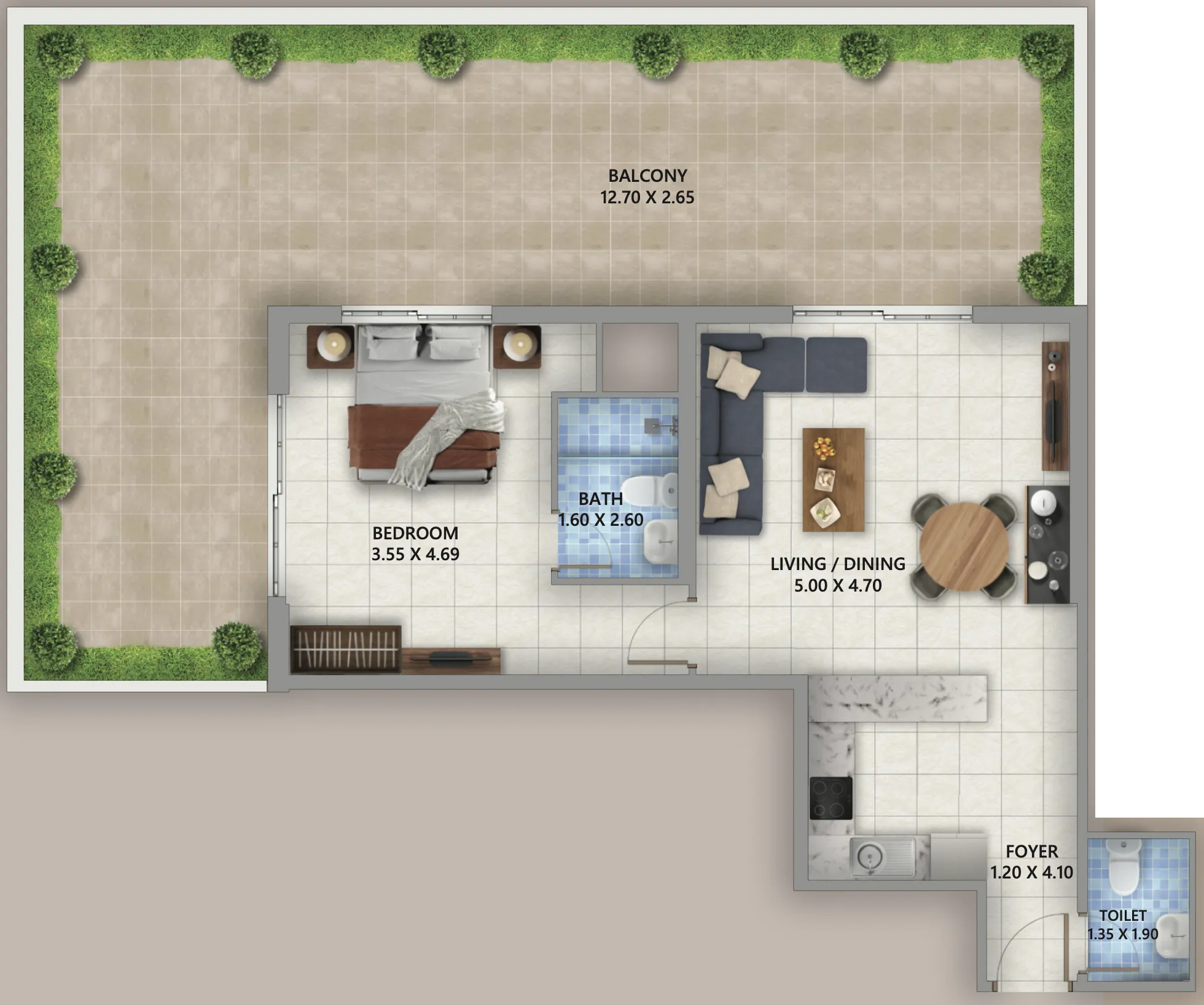 1 bedroom layout
