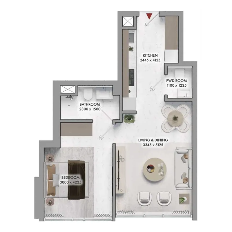1 bedroom layout