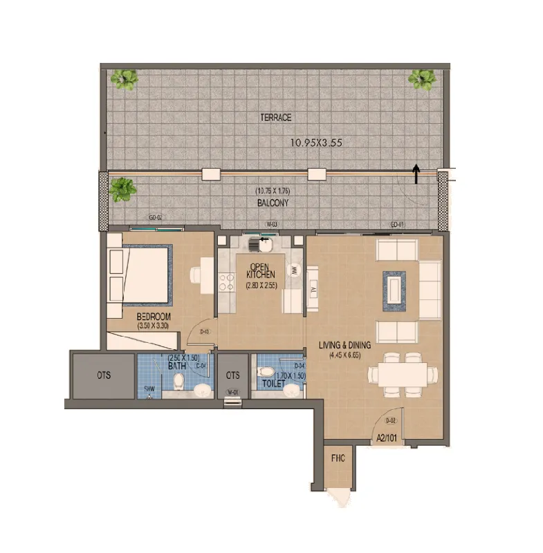 1 bedroom layout