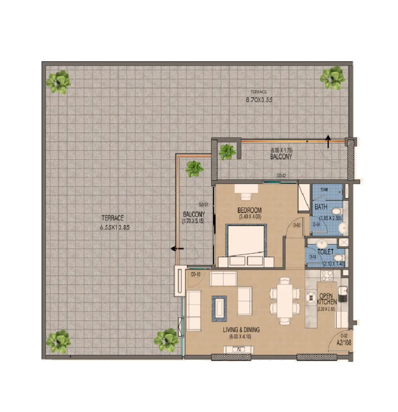 1 bedroom layout
