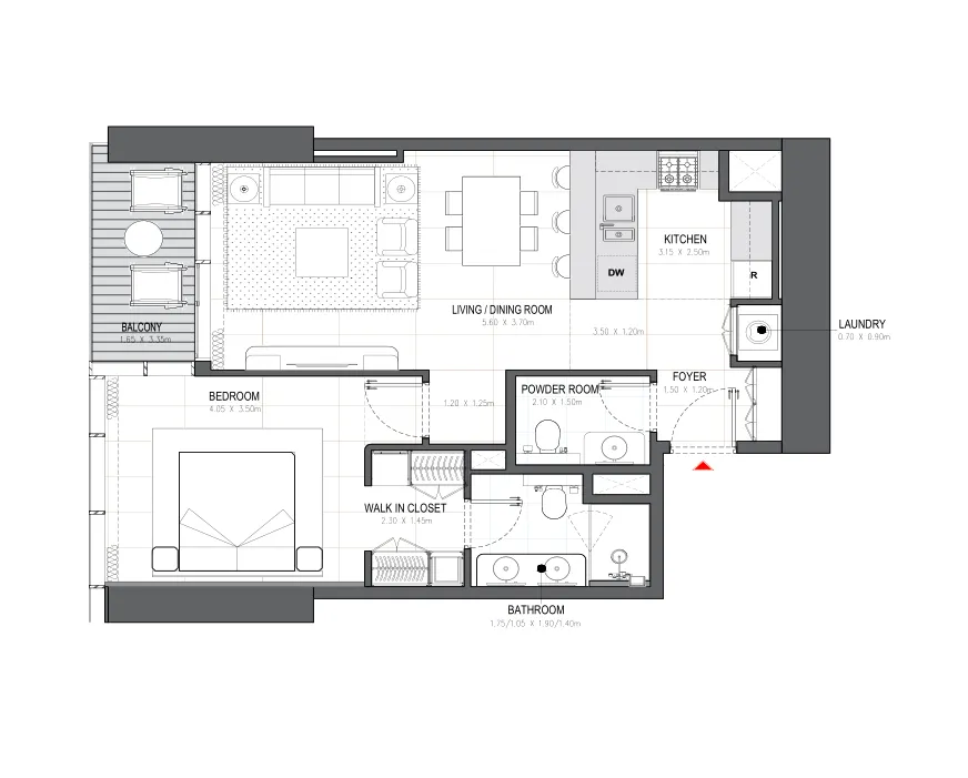 1 bedroom layout