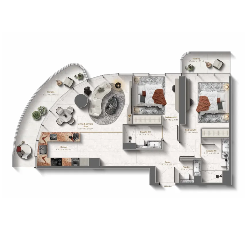 2 bedroom layout
